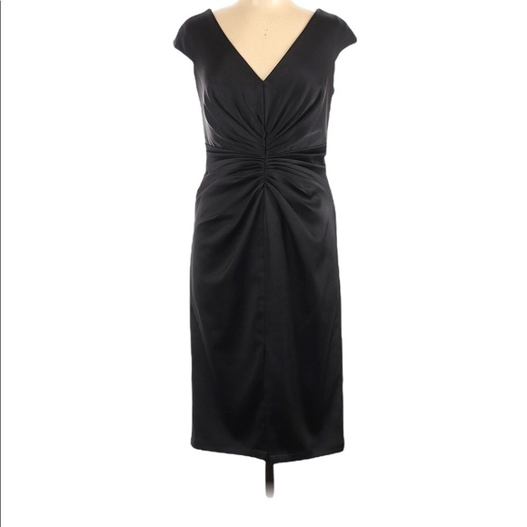 Tadashi Shoji Collection Black Satin Cocktail Dress - Picture 1 of 7